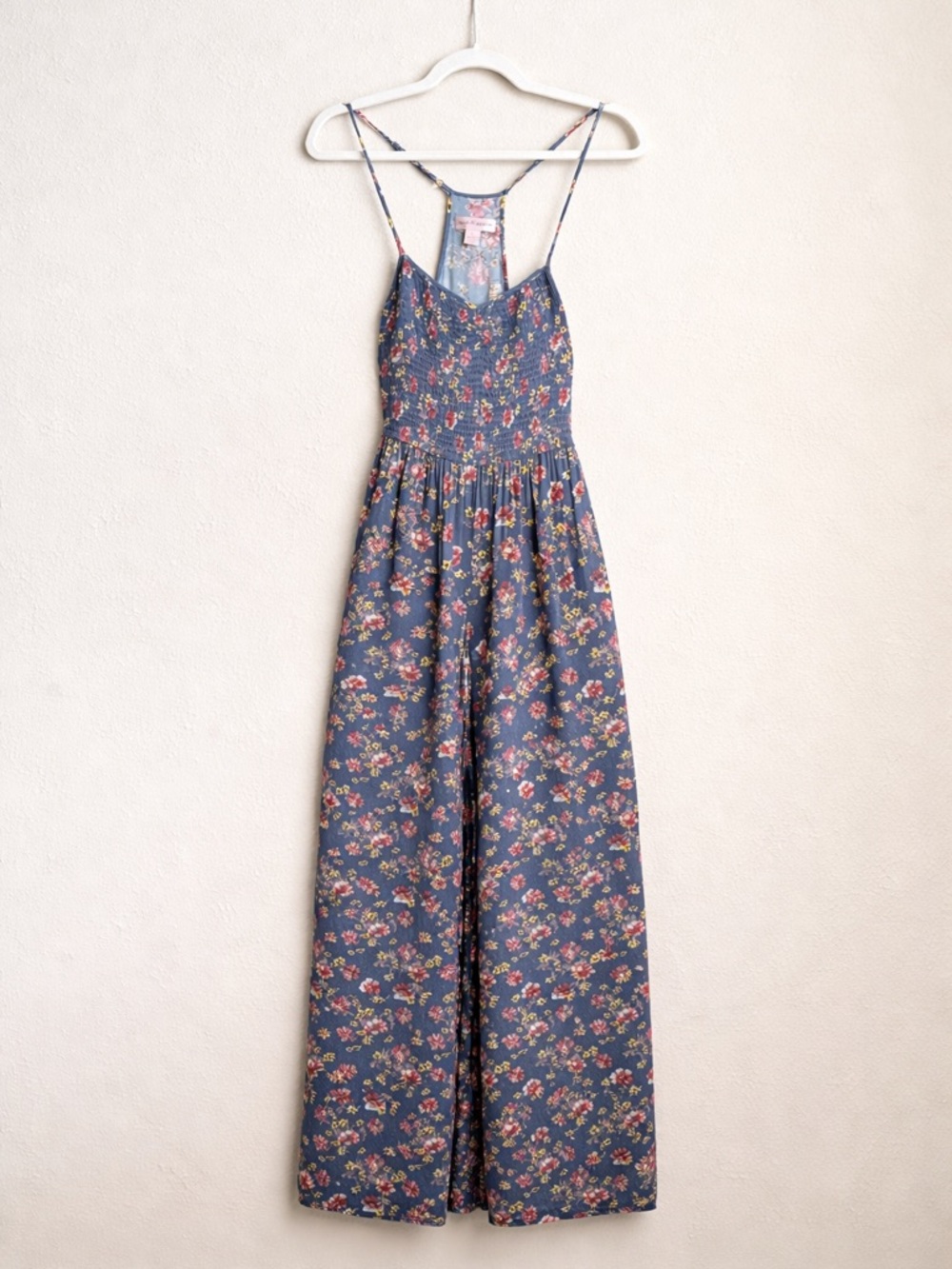 Band of Gypsies Blue Floral  Jumpsuit with Pink and yellow florals